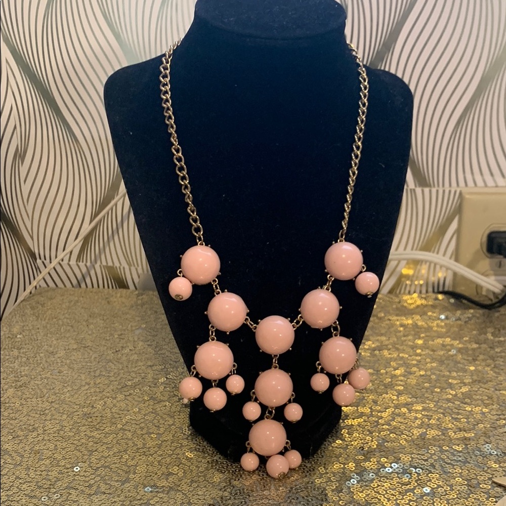 Pink Bubble Beaded Statement Necklace
